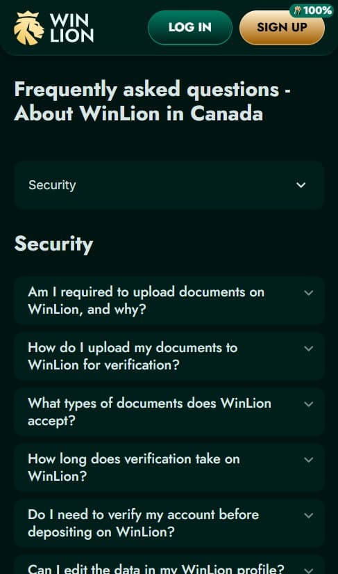 WinLion faq key info